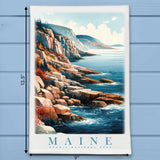 Maine Landmark & Landscape Watercolor Kitchen Dish Towel