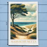 Massachusetts Landmark & Landscape Watercolor Kitchen Dish Towel