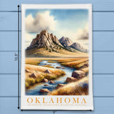 Oklahoma Landmark & Landscape Watercolor Kitchen Dish Towel