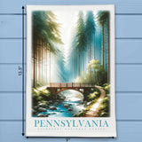 Pennsylvania Landmark & Landscape Watercolor Kitchen Dish Towel