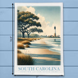 South Carolina Landmark & Landscape Watercolor Kitchen Dish Towel