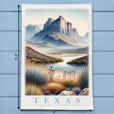 Texas Landmark & Landscape Watercolor Kitchen Dish Towel