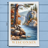 Wisconsin Landmark & Landscape Watercolor Kitchen Dish Towel