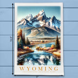 Wyoming Landmark & Landscape Watercolor Kitchen Dish Towel