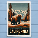 California State Animal Vintage Digital Art Tea Towel