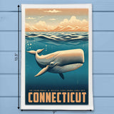 Connecticut State Animal Vintage Digital Art Tea Towel