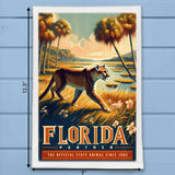 Florida State Animal Vintage Digital Art Kitchen Dish Towel