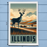 Illinois State Animal Vintage Digital Art Kitchen Dish Towel