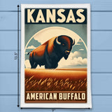 Kansas State Animal Vintage Digital Art Kitchen Dish Towel