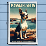 Massachusetts State Animal Vintage Digital Art Tea Towel