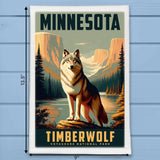 Minnesota State Animal Vintage Digital Art Tea Towel