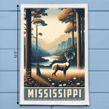 Mississippi State Animal Vintage Digital Art Tea Towel