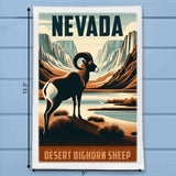 Nevada State Animal Vintage Digital Art Kitchen Dish Towel