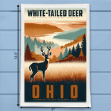 Ohio State Animal Vintage Digital Art Kitchen Dish Towel