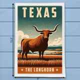 Texas State Animal Vintage Digital Art Kitchen Dish Towel