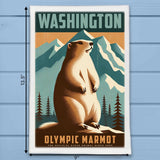 Washington State Animal Vintage Digital Art Tea Towel