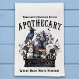 Crow Feathered Potions Apothecary Halloween Kitchen Towel