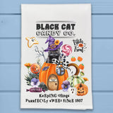 Black Cat Candy Co Trick or Treat Kitchen Dish Towel