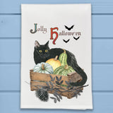 Black Cat Pumpkin Jolly Halloween Kitchen Dish Towel