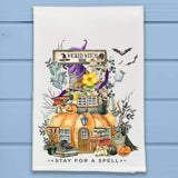 Wicked Witch Pumpkin Halloween House Kitchen Dish Towel