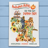 Autumn Acres Dog Cat Pumpkin Farm Rustic Kitchen Dish Towel