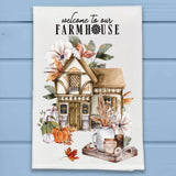 Welcome Floral Farmhouse Fall Harvest Kitchen Dish Towel