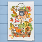 Welcome Fall Tiered Pumpkin Farmhouse Kitchen Dish Towel