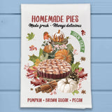 Pecan Pumpkin Cinnamon Pies Fall Kitchen Dish Towel