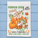 Pumpkin Spice Latte Vintage Fall Kitchen Dish Towel