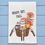 Ready Set Fall Pumpkin Spice Bicycle Kitchen Dish Towel