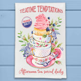 Afternoon Teatime Teacup Cake Temptations Kitchen Dish Towel