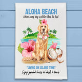 Aloha Beach Dog Living on Island Time Kitchen Dish Towel