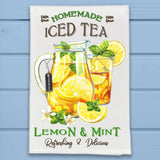 Vintage Homemade Lemon & Mint Iced Tea Kitchen Dish Towel