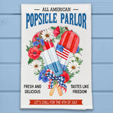 Patriotic 4th of July Popsicle Parlor Kitchen Dish Towel