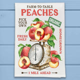 Farm to Table Peaches Rustic Kitchen Dish Towel