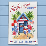 Beach House Cottage Patriotic 4th of July Kitchen Dish Towel