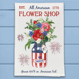 Patriotic Flower Shop Bouquet Fireworks Kitchen Dish Towel