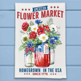 4th of July American Flower Market Kitchen Dish Towel