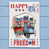 Family Fun Friends Freedom 4th of July Kitchen Dish Towel