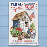 Patriotic Farm Fresh Eggs Chicken Coop Kitchen Dish Towel