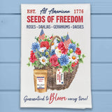 Seeds of Freedom Patriotic Floral Basket Kitchen Dish Towel