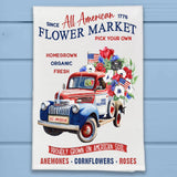 Patriotic Flower Market Pickup Truck Kitchen Dish Towel