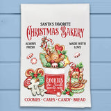 Vintage Santa's Favorite Bakery Christmas Kitchen Dish Towel