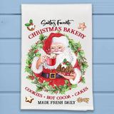 Vintage Pudding Santa Christmas Bakery Kitchen Dish Towel