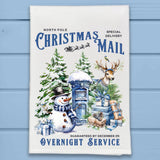 North Pole Snowman Reindeer Christmas Mail Kitchen Towel