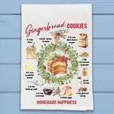 Christmas Gingerbread Cookie Recipe Kitchen Dish Towel