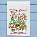 Vintage Santa Reindeer Express Christmas Kitchen Dish Towel