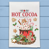 Old Fashion Woodland Winter Hot Cocoa Kitchen Dish Towel