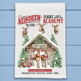 Reindeer Flight Academy Christmas Kitchen Dish Towel