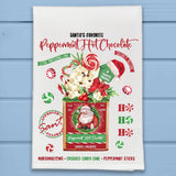 Santa's Peppermint Hot Cocoa Christmae Kitchen Dish Towel